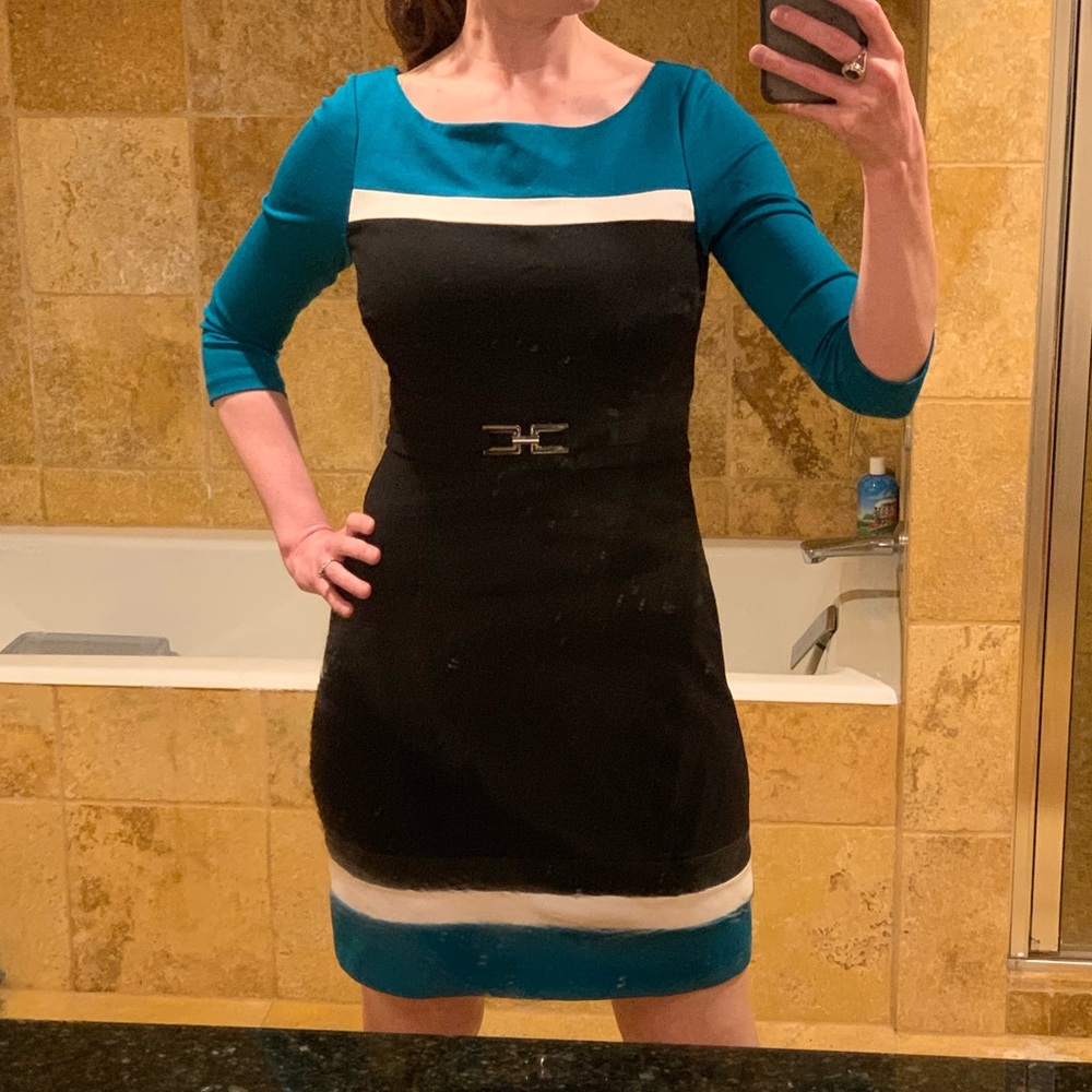 White House Black Market Ponte color-blocked dress